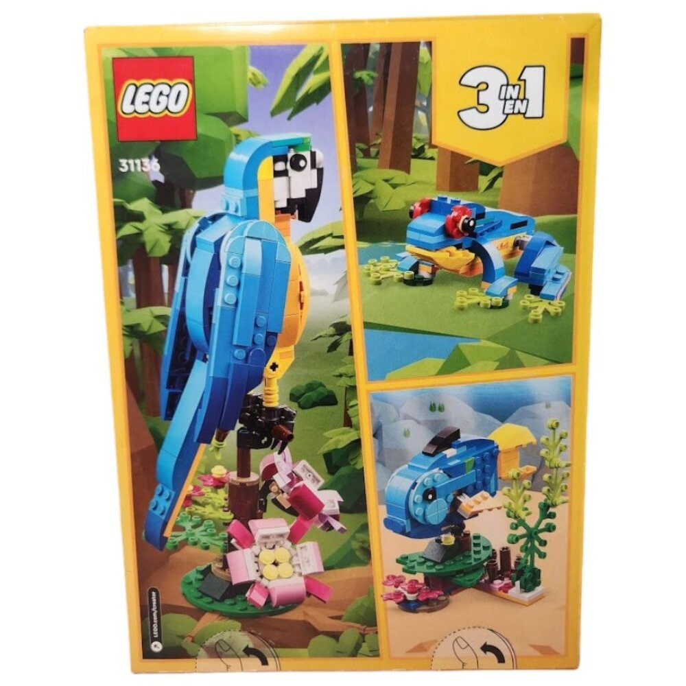 Lego Creator 3in1 Exotic Parrot Macaw Fish Frog Lego Set 253 Pieces CHRISTMAS Ma - Picture 2 of 15